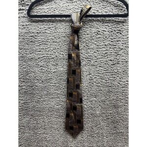 Lanvin Paris Mens Geometric‎ & Floral Patterned 100% Silk Neck Tie Multicolor